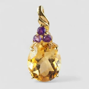 GORGEOUS HONEY YELLOW CITRINE OVAL 925 STERLING SILVER 24K GOLD PLATED PENDANTS - Picture 1 of 7