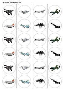 24X PRECUT JET AIRCRAFT, MILITARY, WAFER PAPER, CUPCAKE, CAKE TOPPERS 1257 - Picture 1 of 1