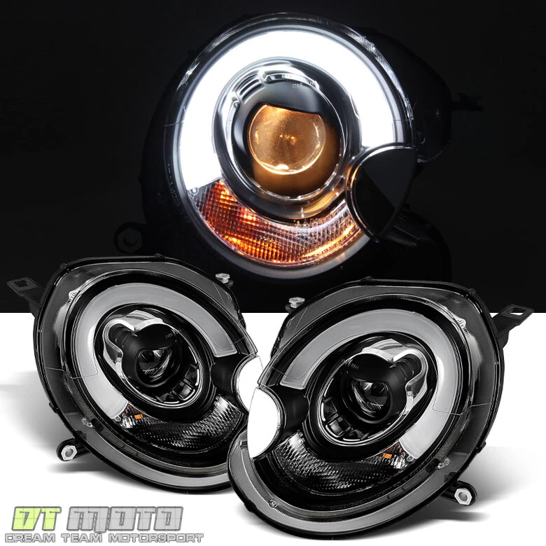 Blk 2007-2013 Mini Cooper LED Light Tube DRL Projector Headlights Headlamps Pair - Изображение 1 из 4