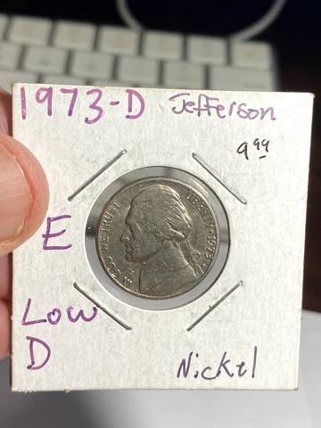 1973 D United States 5 Cents Error Coin - Low Mint Mark Cover