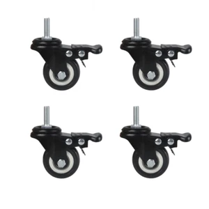 4Pcs 1.5 Inch Caster Wheels Swivel with Brake M8 Threaded Stem - Picture 1 of 12