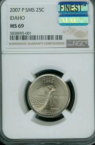 2007 P IDAHO QUARTER NGC MS69 SMS MAC FINEST POP 7 MAC SPOTLESS * - Picture 1 of 2