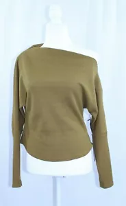NUEVA Camisa Top House of Harlow 1960 Térmica Waffle Tejida Hombro Descubierto Oliva S - Imagen 1 de 11