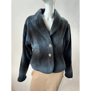 Vintage Roughrider By Circle Medium Black Fleece Button-Up Jacket - Picture 1 of 24