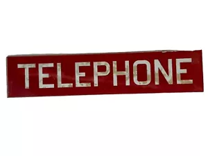 Vintage Original Red Phone TELEPHONE BOOTH Glass Sign Insert Memorabilia - Picture 1 of 10