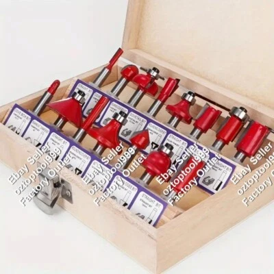 15pcs 1/4 inch Router Bits Set Woodworking Tool Cutter Shank Tungsten Carbide - image 1 of 4