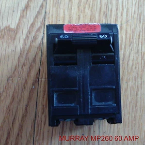 MURRAY MP CIRCUIT BREAKER NI 2 POLE 60 AMP 120/240 VAC TYPE MP - Picture 1 of 4