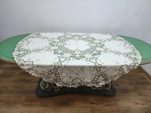Antica Tovaglia rotonda ricamata a mano epoca inizi 900 vintage Tov16 - Foto 1 di 14