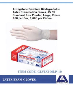 Livingstone Premium Latex Examination Gloves Large Cream Low Powder 1000/Carton - Picture 1 of 2