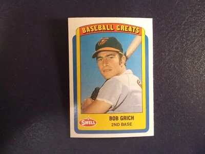 1990 Swell Baseball Greats Bob Grich Card # 58 - Image 1 of 2