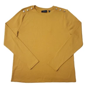 NWT Rafaella Women's Decorative Buttons Long Sleeve Tee Buckthorn Brown XL - Picture 1 of 2