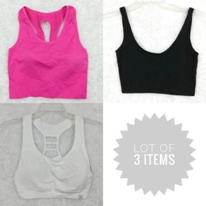 Sports Bras Lot of 3 Womens Pink Black White Racerback 9 West Marika Topshop S - Picture 1 of 11