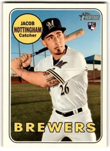 2018 Topps Heritage Jacob Nottingham Rookie #677 Milwaukee Brewers - Picture 1 of 2