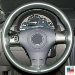 Charcoal C Leather Steering Wheel Cover for Dodge / GMC & Other Makes
