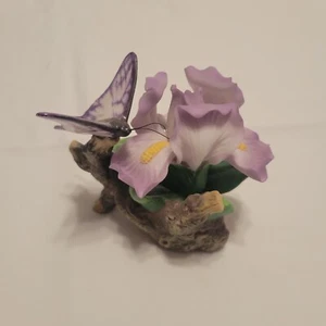 Figurina Yvonne Halton ~ Fiori di farfalla e iris (1998 anni) Porcellana - Foto 1 di 6