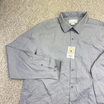 NEW Claiborne Dress Shirt Mens Slim Fit Size XXL 2XL Gray Stretch Long Sleeve - Image 1 of 4