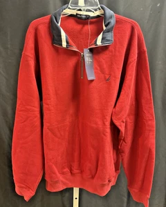 NEU XL VINTAGE NAUTICA ROT 1/4 REISSVERSCHLUSS 90ER STIL K18320 SEGELBOOT PULLOVER FRB3 - Bild 1 von 7