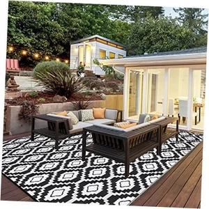 Outdoor Rug 9x12 for Patio Camping RV, Waterproof Reversible Mat, Plastic - Picture 1 of 8
