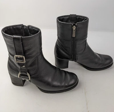 HARLEY DAVIDSON Sadie 84068 Mid Boots Black Side Zip Harness Women Shoes Sz 5.5 - Image 1 of 4