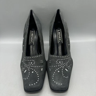 Zapatos de salón J. Renee gris gamuza tacones acento plateado para mujer talla 10M” Foto 1 de 4