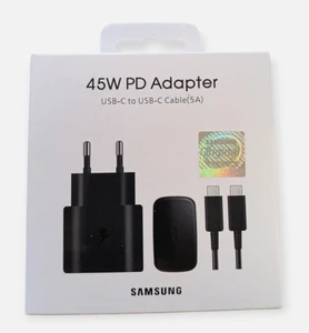 CARICABATTERIE SAMSUNG ORIGINALE 45W EP-TA845+CAVO USB C CARICATORE BLISTER NERO - Imagen 1 de 4