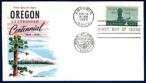 US 1959 Oregon Statehood (1124) First Day Cover . Fluegel Cachet - Picture 1 of 1