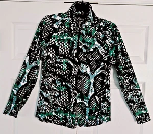 FRINGE 1/4 Zip L/S Top Size S Bermuda Sands Green Reptile Camo Print Mesh Detail - Picture 1 of 8