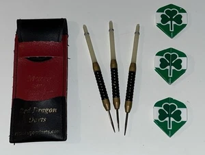Darts Set 20g + Soft Red Dragon Case Tungsten? Nickel? Brass? Stems Flights - Picture 1 of 14