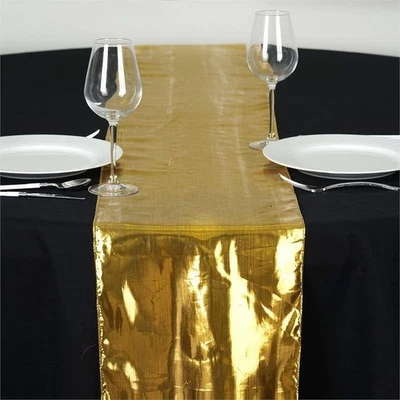 Tejido Brillante Dorado Metálico Cojo 13x108" CORREDOR DE MESA Fiesta Cena Artesanal Costura Foto 1 de 4