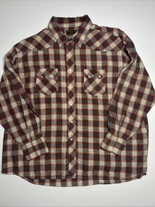Rustler Wrangler Shirt Mens 3XL Red Blue Beige Pearl Snap Plaid Western Cowboy - Picture 1 of 8