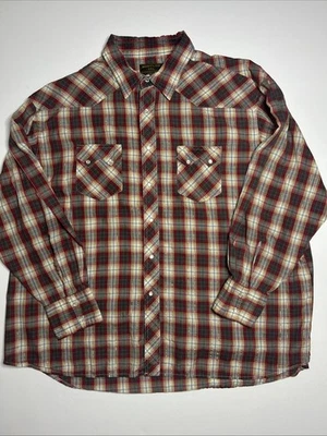 Camisa Rustler Wrangler Para Hombres 3XL Roja Azul Beige Perla A Presión Cuadros Vaquero Occidental Foto 1 de 4