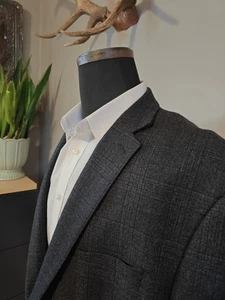 🇺🇲 Lauren Ralph Lauren Herren 48R grau kariert zwei Knöpfe Wolle Sport Mantel - Bild 1 von 8