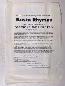 Busta Rhymes Press release 'We Made It' Linkin Park Original 2008 - Picture 1 of 12