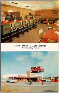 c1957 PANAMA CITY, Florida Postcard ATLAS TRUCK & AUTO SERVICE Restaurant View - Picture 1 of 2