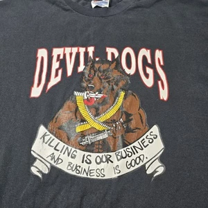 Vintage Devil Dog Shirt Killing Is Our Business Size XLarge Made USA - Picture 1 of 7