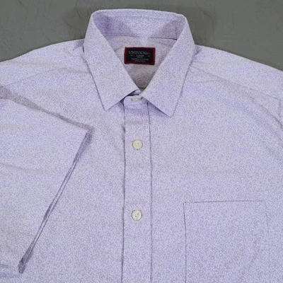 UNTUCKit Shirt Mens L Purple Fortia Dot Short Sleeve Button Performance Stretch - Image 1 of 4