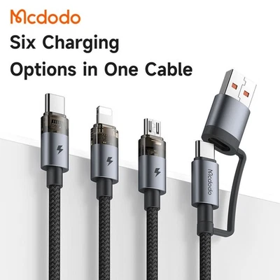 Mcdodo 3 in 2 Type-C Fast Charging Cable 100W USB + C To C + Micro + For iPhone - Image 1 of 4