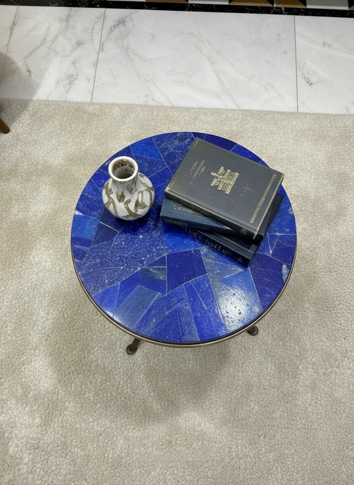 Lapis Lazuli Stone Coffee Table Top – Natural Blue Gemstone Tabletop Handmade - Image 1 of 3