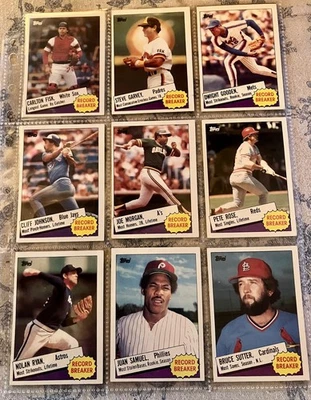 1985 Topps Record Breakers Lot (10) – Dwight Gooden RC, Nolan Ryan, Pete Rose - Image 1 of 4