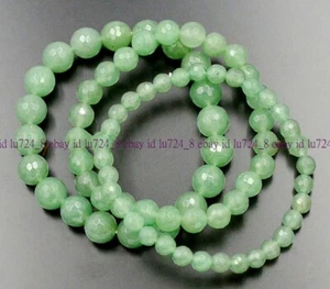 "Pulsera elástica facetada de cuentas redondas de aventurina verde natural de 4/6/8/10 mm de 7,5""" - Imagen 1 de 12
