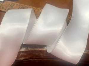 vintage satin double sided 1.5" wire ribbon white 1yd made in France - Picture 1 of 4