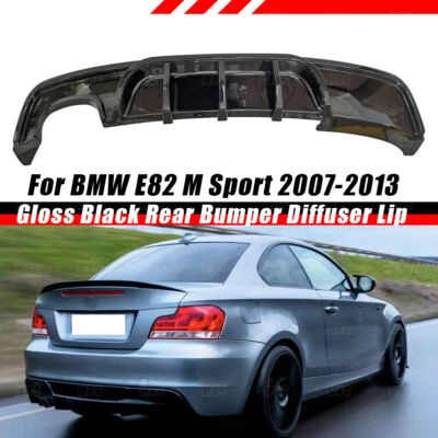 For 2007-2013 BMW 1 Series E82 125i 135i M Sport Gloss Black Rear Diffuser Lip - Image 1 of 4