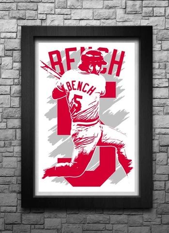 JOHNNY BENCH art print/poster CINCINNATI REDS FREE S&H! JERSEY Cover