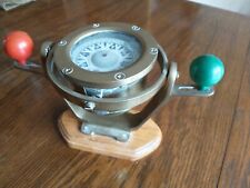 Nautical Vintage Brass double gimbal Compass on wood base
