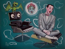 EL GATO GOMEZ RETRO TV PEEEWEE HERMAN PEE WEE'S PLAYHOUSE TV EAMES 1980'S PRINT