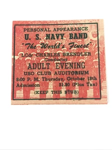Old USO Club Auditorium U.S. Navy Band ticket stub Conductor Charles Brendler - Picture 1 of 5