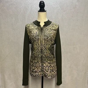 OneWorld | Green Animal Print Knitted Jacket | Green | XL - Picture 1 of 7