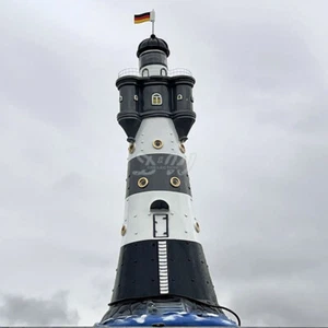 LEUCHTTURM ROTER SAND 120 cm GRAU WEIß mit DOPPELLICHT Garten Deko Figur Meer - Bild 1 von 4