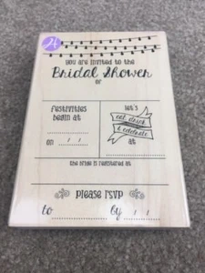 Bridal Shower Invitation Rubber Stamp JB0643 Hampton Art Jillibean 3 1/2 x 5 - Picture 1 of 6