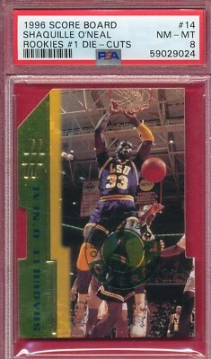 PSA 8 DIE-CUT SHAQ 1996 SCORE BOARD-14 SHAQUILLE ONEAL HOF GRADED NBA RARE TPHLC - Image 1 of 4